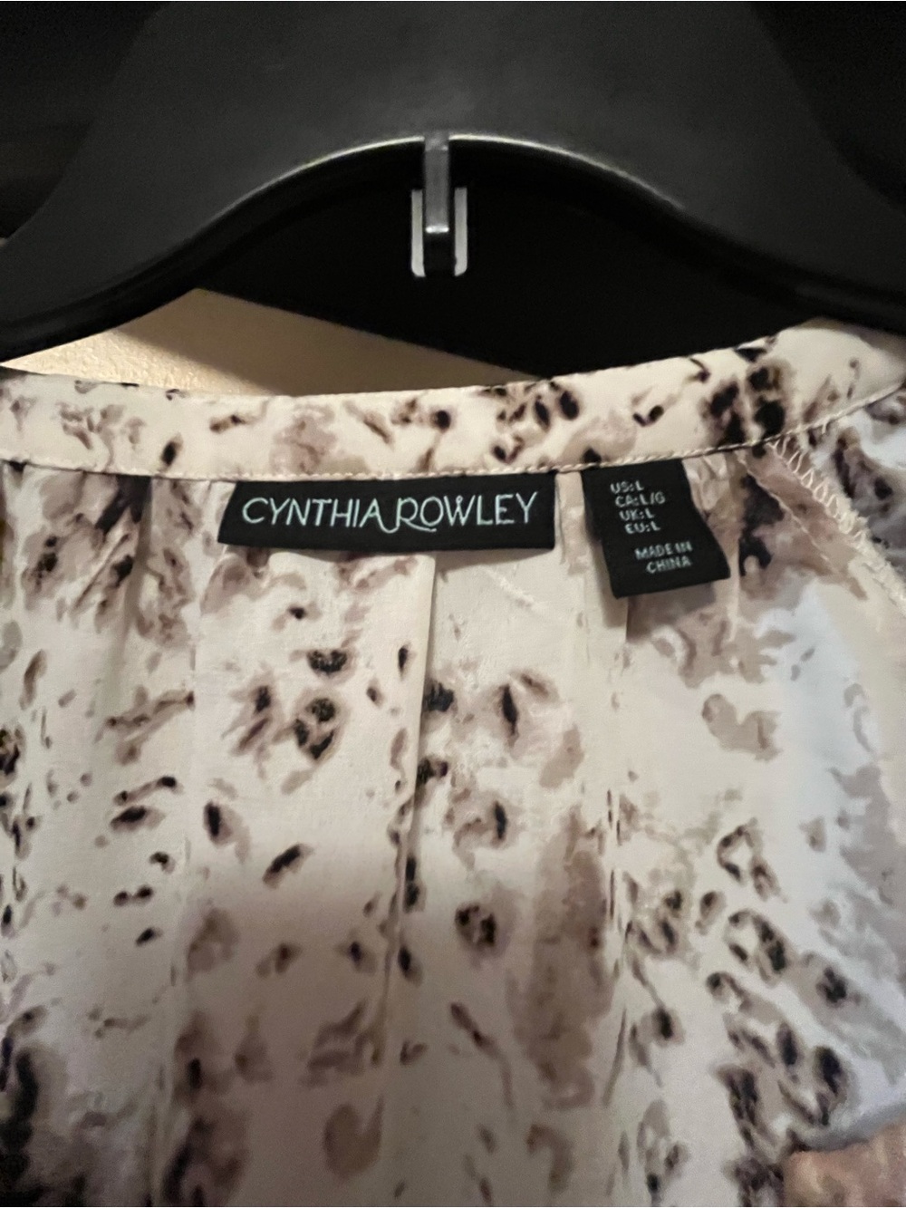 Cynthia Rowley Ivory and Taupe Animal-Print Blouse